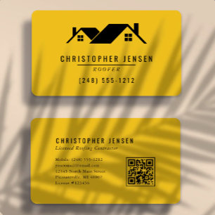 Dakdekker QR-code Vet Geel Zwart Afgerond Visitekaartje
