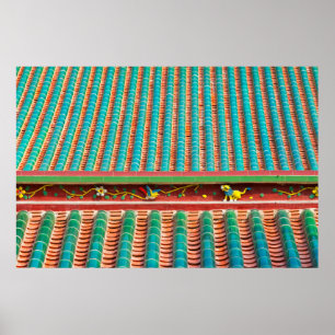 Dakdetail van South Putuo-tempel Poster
