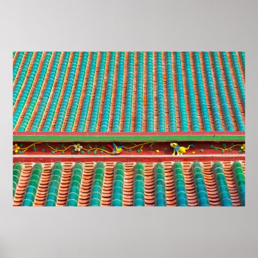 Dakdetail van South Putuo-tempel Poster (Voorkant)