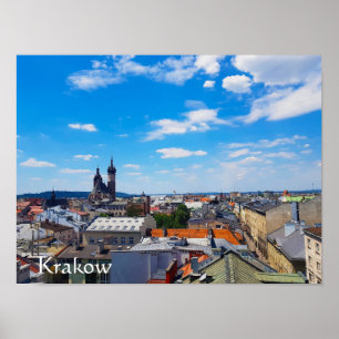 Daken van huizen Krakow Polen Europa Poster