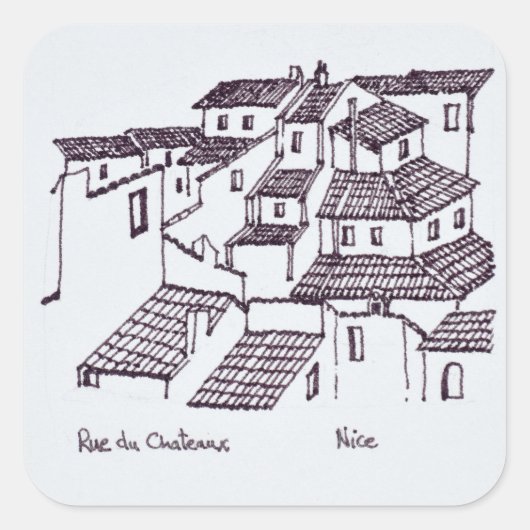 Daken van Rue de Chateaux | Nice, Frankrijk Vierkante Sticker (Voorkant)