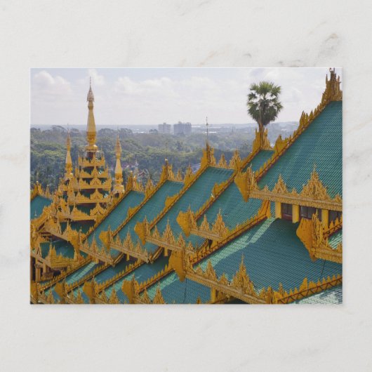 Daken van Shwedagon Pagode, Yangon, Myanmar Briefkaart (Voorkant)