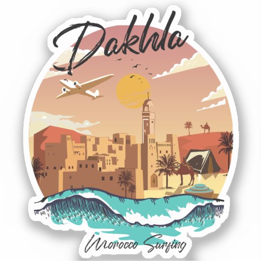 Dakhla Marokko Surfen Sticker (Voorkant)
