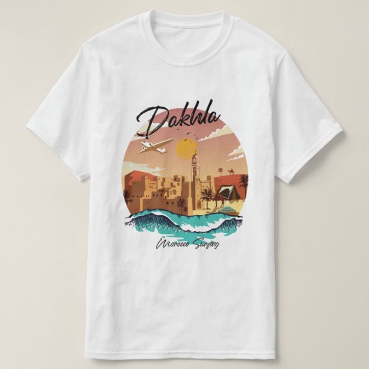 Dakhla Marokko Surfen T-shirt (Design voorkant)