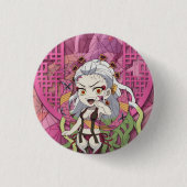 Daki Upper Moon 6 Chibi Ronde Button 3,2 Cm (Voorkant)