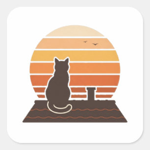 Dakkat Retro Zonsondergang Silhouet Sticker