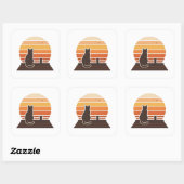Dakkat Retro Zonsondergang Silhouet Sticker (Vel)