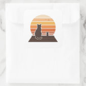 Dakkat Retro Zonsondergang Silhouet Sticker (Tas)
