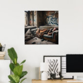 Dakloos Man Napping in verlaten gebouw Poster (Thuiskantoor)