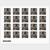 Dakloos Man Napping in verlaten gebouw Vierkante Sticker (Vel)