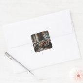 Dakloos Man Napping in verlaten gebouw Vierkante Sticker (Envelop)