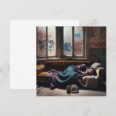 Dakloos Man Slapen in verlaten gebouw (Voorkant / Achterkant)