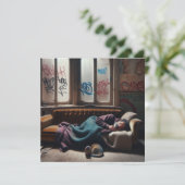 Dakloos Man Slapen in verlaten gebouw (Staand voorkant)