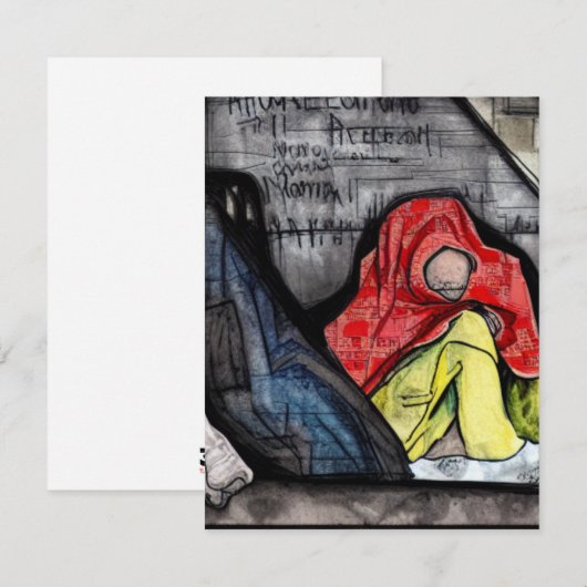 dakloos notitiekaartje (Voorkant / Achterkant)