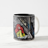 dakloosheid tweekleurige koffiemok (Voorkant rechts)