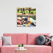 Dakloze dame napping op een parkbank canvas afdruk (Insitu (Woonkamer))