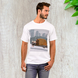 Dakloze Man Houdt Hulp Bord Vast Stedelijke Armoed T-shirt