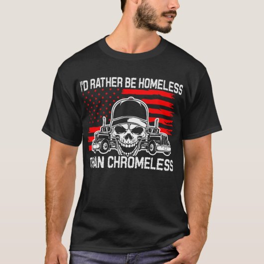 Daklozen dan Chromeless Trucker America Vlag Veren T-shirt (Voorkant)