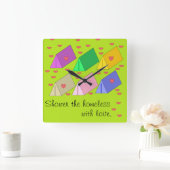 Daklozen douchen met liefde vierkante klok (Huis)