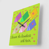 Daklozen douchen met liefde vierkante klok (Hoek)