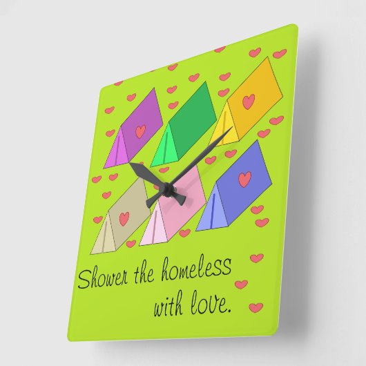 Daklozen douchen met liefde vierkante klok (Hoek)