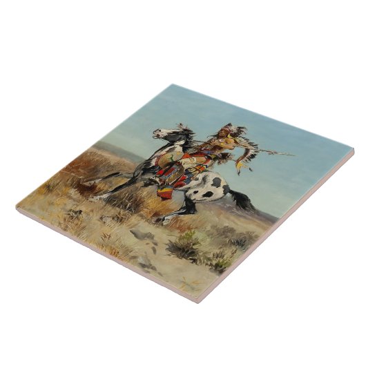 “Dakota Chief” door Charles M Russell Tegeltje (Zijkant)