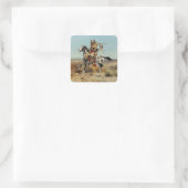 “Dakota Chief” door Charles M Russell Vierkante Sticker (Tas)