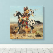 "Dakota Chief" van Charles M Russell Canvas Afdruk (Insitu (Houten vloer))