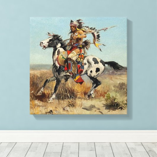 "Dakota Chief" van Charles M Russell Canvas Afdruk (Insitu (Houten vloer))