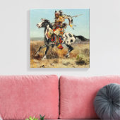 "Dakota Chief" van Charles M Russell Canvas Afdruk (Insitu (Woonkamer))