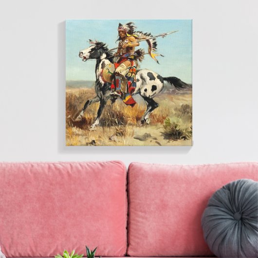 "Dakota Chief" van Charles M Russell Canvas Afdruk (Insitu (Woonkamer))