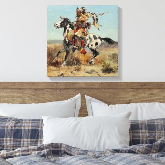 "Dakota Chief" van Charles M Russell Canvas Afdruk (Insitu (Slaapkamer))