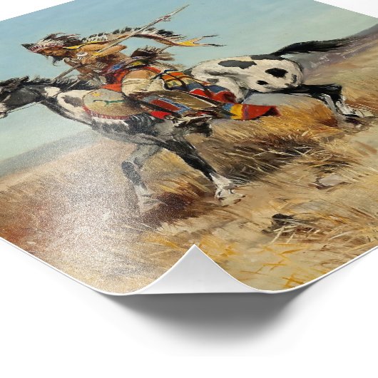 "Dakota Chief" van Charles M Russell Foto Afdruk (Hoek)