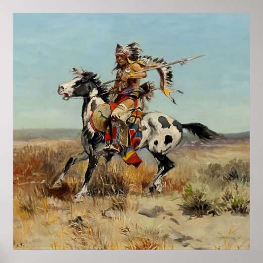 "Dakota Chief" van Charles M Russell Poster (Voorkant)