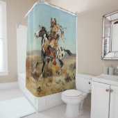 "Dakota Chief" Westerne kunst van Charles M Russel Douchegordijn (In situ)