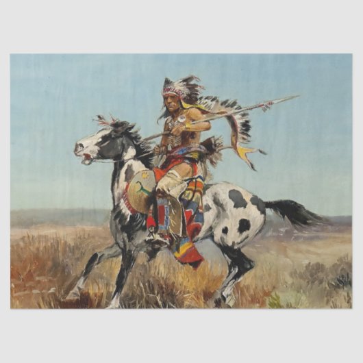 "Dakota Chief" Westerne kunst van Charles M Russel Tissuepapier (Voorkant)