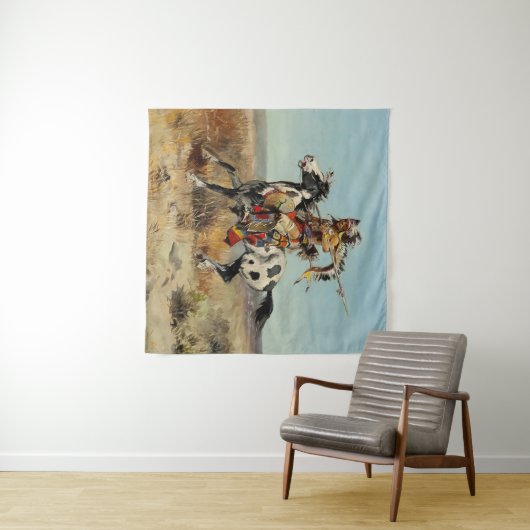 "Dakota Chief" Westerne kunst van Charles M Russel Wandkleed (In Situ (horizontaal))