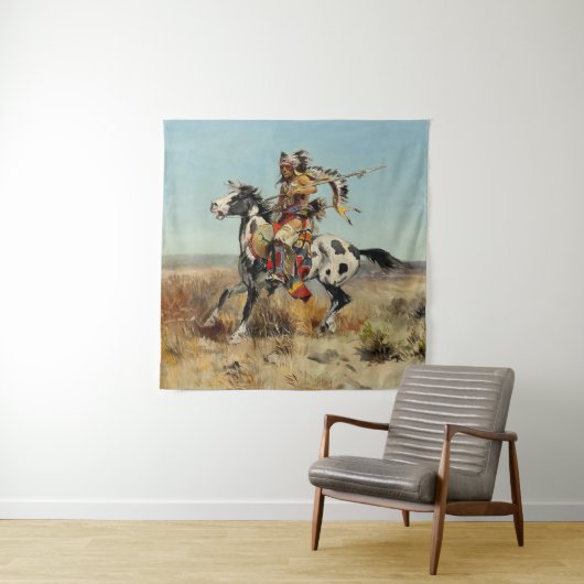 "Dakota Chief" Westerne kunst van Charles M Russel Wandkleed (In situ)