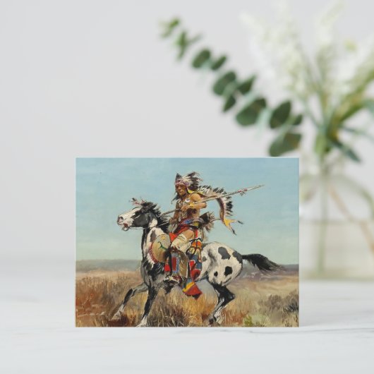“Dakota Chief” Westerse kunst van Charles M Russel Briefkaart (Staand voorkant)