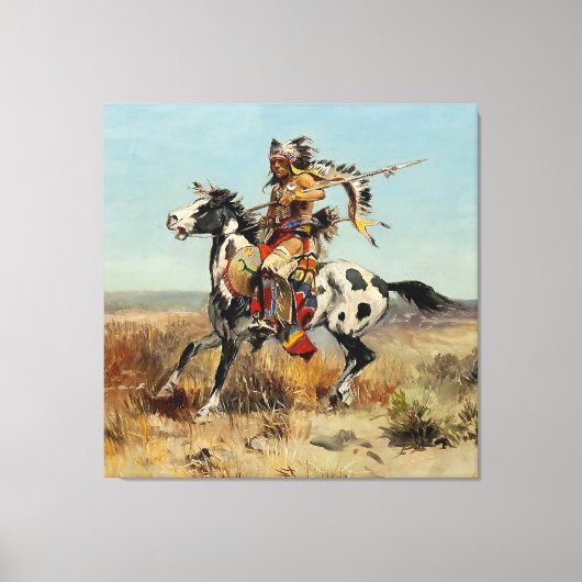 “Dakota Chief” Westerse kunst van Charles M Russel Canvas Afdruk (Voorkant)