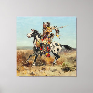 “Dakota Chief” Westerse kunst van Charles M Russel Canvas Afdruk