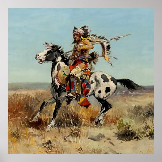 “Dakota Chief” Westerse kunst van Charles M Russel Poster (Voorkant)