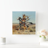 “Dakota Chief” Westerse kunst van Charles M Russel Vierkante Klok (Huis)