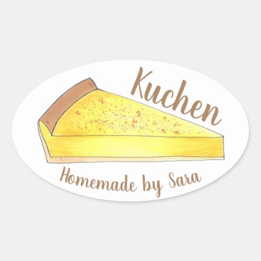 Dakota Kuchen German Dessert Cake Slice, gebrand d Ovale Sticker (Voorkant)