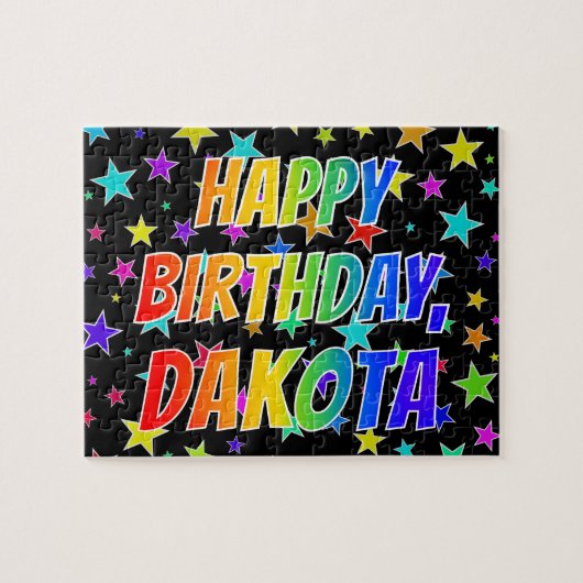 "DAKOTA" Voornaam, geun "HAPPY BIRTHDAY" Legpuzzel (Horizontaal)
