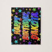 "DAKOTA" Voornaam, geun "HAPPY BIRTHDAY" Legpuzzel (Verticaal)