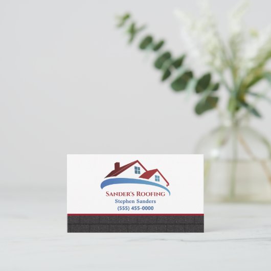 Dakpannen bouwbedrijf visitekaartje (Staand voorkant)