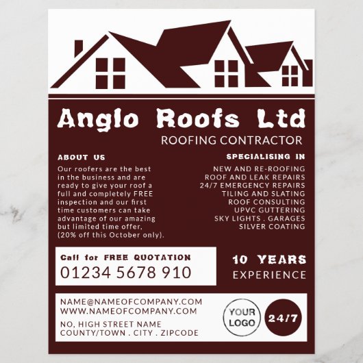 Dakpannen, draaggolf, Adverteren dakcontractant Flyer (Voorkant)