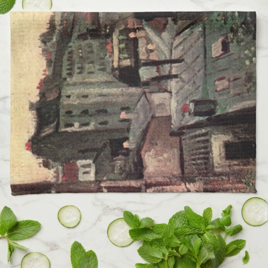 Dakpannen en dakbekkens van Vincent van Gogh Theedoek (Gevouwen)