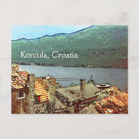 Dakpannen in Korcula Briefkaart (Voorkant)
